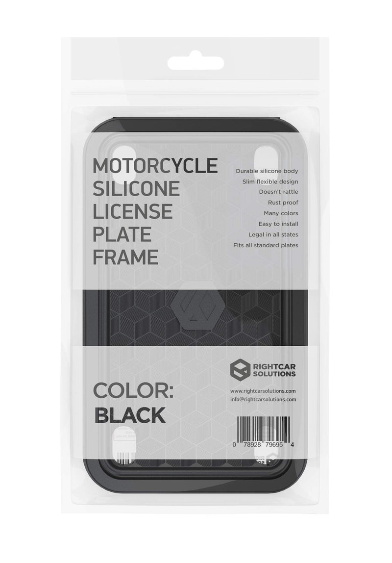 Rightcar Solutions Motorcycle The Original Premium Grade Silicone Bike Plate Frame | Rust Proof, Rattle Proof, Weather Proof License Plate Holder (Black) Black