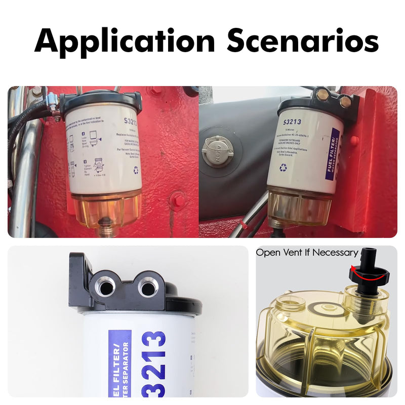 S3213 Fuel Water Separator Marine Kit Compatible with Yamaha and for Mercury Marine Outboard Motor with 3/8" Barb x 1/4" NPT Brass Fittings Replaces B32013, 35-60494-1, 18-7932-1, 18-17928, 35-809097