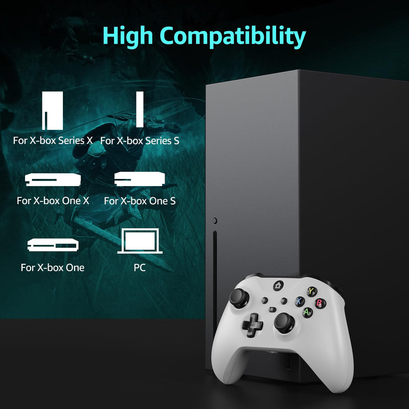 Kamylorus Wired Controller for X-BOX/PC, Hall Effect Joysticks&Triggers Gamepad with Turbo, 3.5mm Headphone Jack/Dual Vibration, Compatible with X-BOX One/S/X, X-BOX Series S/X, PC, IOS, Android Platforms(White, 7.2ft) White