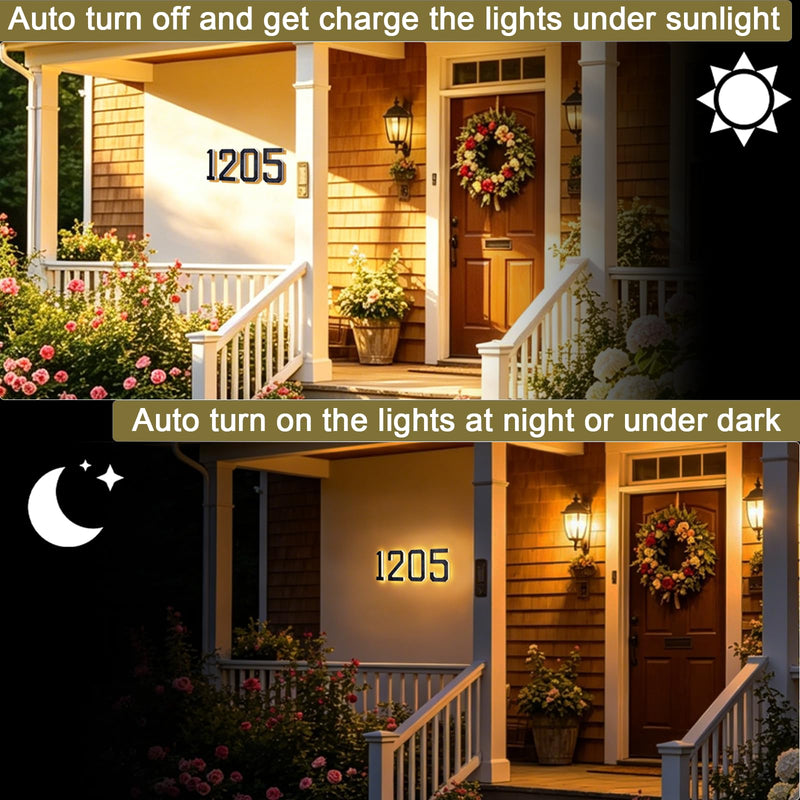 6.7 Inch Solar Lighted House Numbers For Outside - No Wiring, Light Up Solar House Numbers Exterior Ip44 Weatherproof, 2026 New Led Address Numbers For Home With Easy Installation Number 1