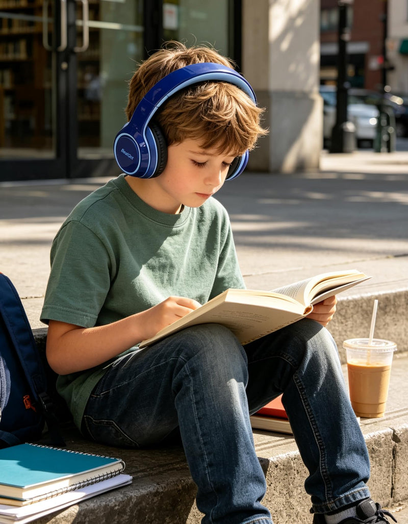 Kids Headphones for kids Over-Ear headset Limited 80/95DB 3.5mm Blue | Children's headphones, comfortable and perfect