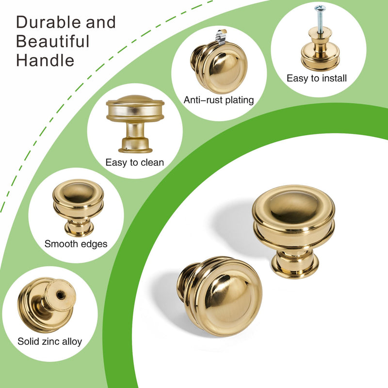 TUNNY 10 Pack Cabinet Knobs-Single Hole Champagne Bronze Cabinet Pulls for Dresser Knobs Drawer Knobs and Pulls for Kitchen Bathroom Cabinets Handles TU10187 Knob-10Pcs