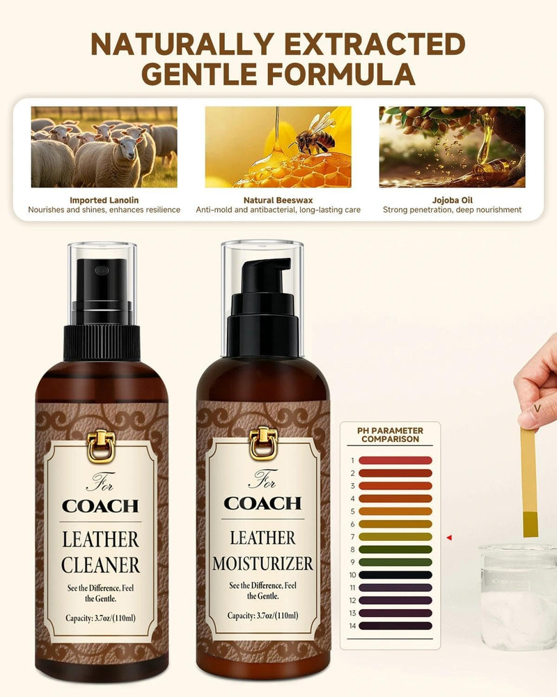  [AUSTRALIA] - Leather Cleaner & Moisturizer Set for Coach, Cleaning and Maintenance Set for Coach, Powerful Stain Removal, Gentle Care, Suitable for Handbags/Wallets and Other Luxury Brands