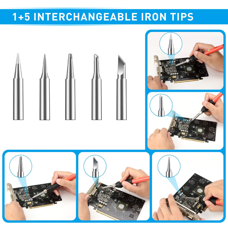 Soldering Iron Kit, 60W Upgraded Soldering Kits Adjustable Temperature Welding Tool Solder Irons Pen with On/Off Switch Use for Electrical Repairs 60w 19-in-1