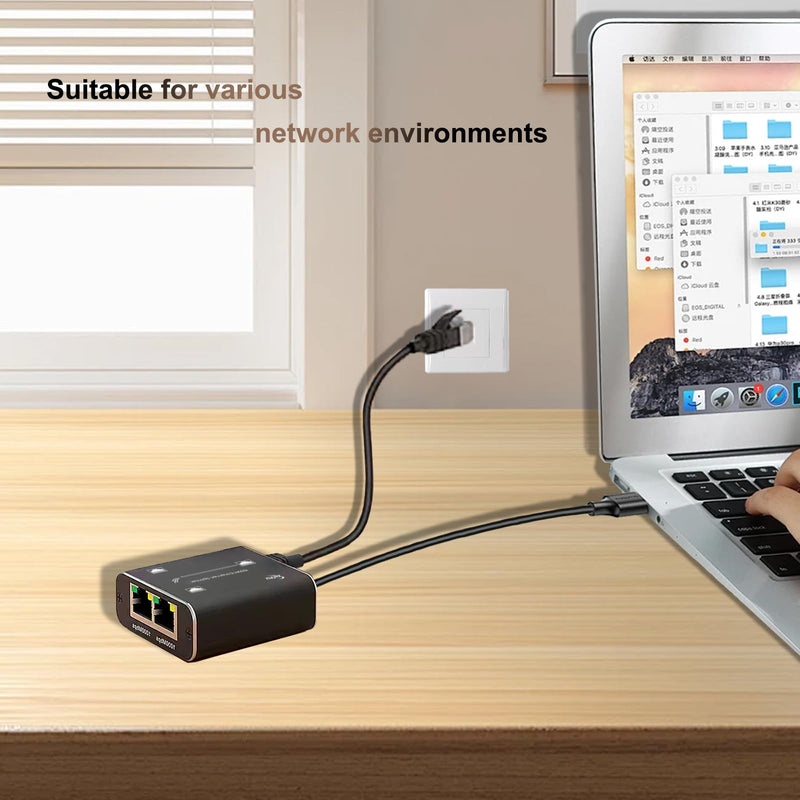 Ethernet Splitter 3Ports Switch 1 in 2 Out High Speed 1000Mbps RJ45 Ethernet Splitter LAN Splitter,Gigabit Internet Splitter with USB Power Cable for Cat5/5e/6/7/8 Cable
