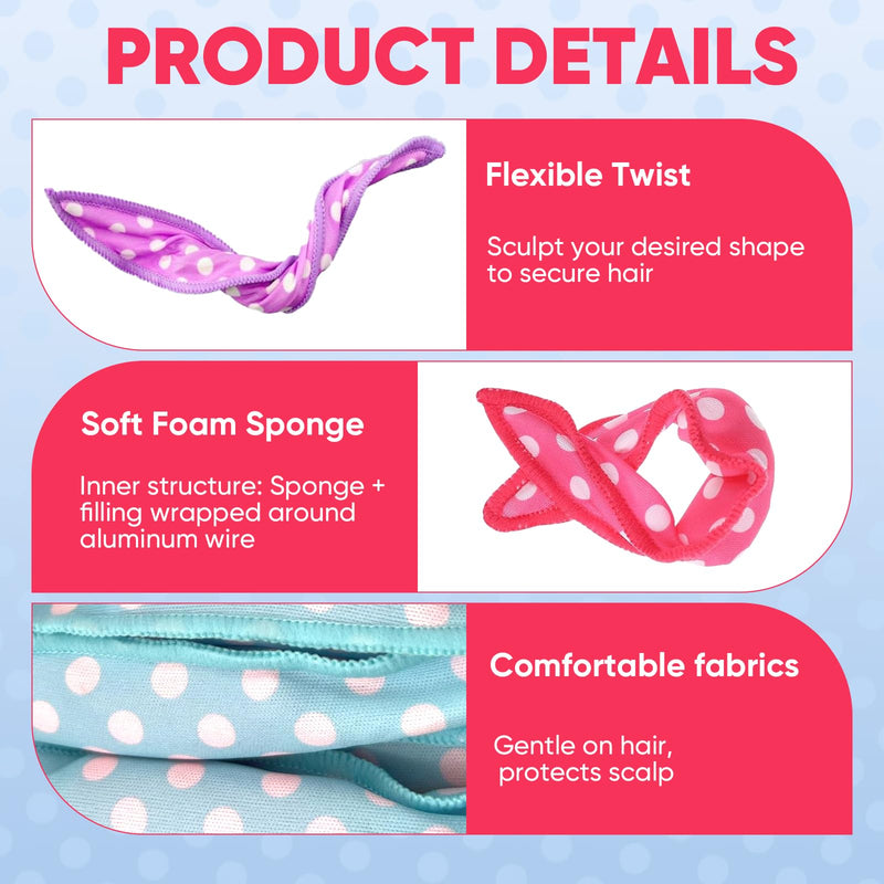 24 Pack Soft Sponge Heatless Hair Curlers For Overnight Curls | Retro Polka-Dot Sleep Rollers For Short And Long Hair, No Heat Needed