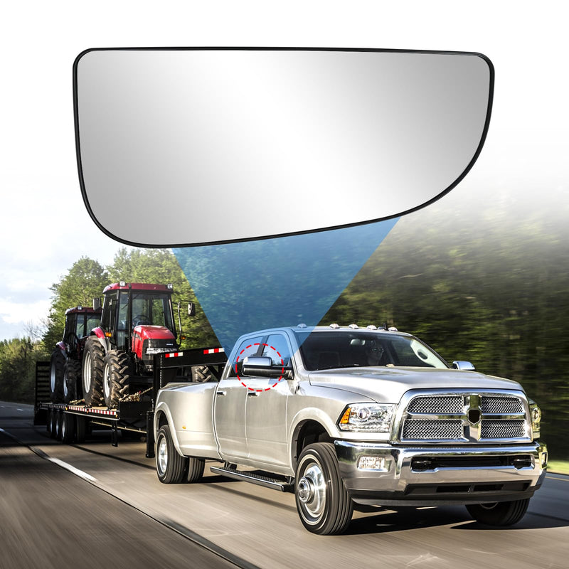 TOP-MAX 68067730AA Ram Passenger Right Side Lower Mirror Glass Replacement for 2010-2020 Dodge Ram 1500-5500 Towing Model, Convex With Bracket Passenger Side Lower Mirror Glass