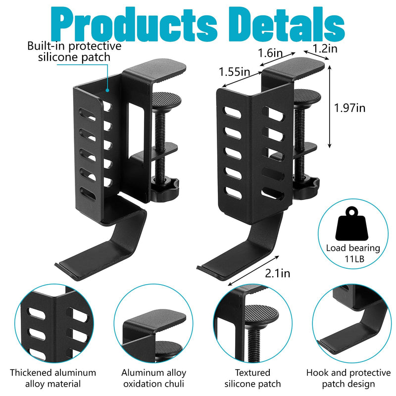 MAQUITA Desk Laptop Stand,No-Drill Desktop Mount,Hanging Holder for Desk - Clamp Storage for Laptops/Book/Keyboards/Headphone/Backpack Black