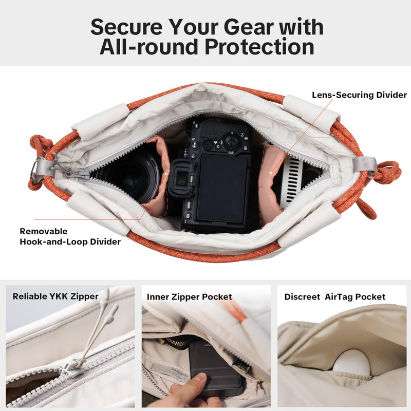 PGYTECH OneGo Rope Strap Camera Bag – Compact Camera Bag Camera Sling Bag | Mist Multifunctional Shoulder Bag for Urban Photographers Compatible with Sony/Canon/Nikon/Mirrorless Cameras/Pocket4