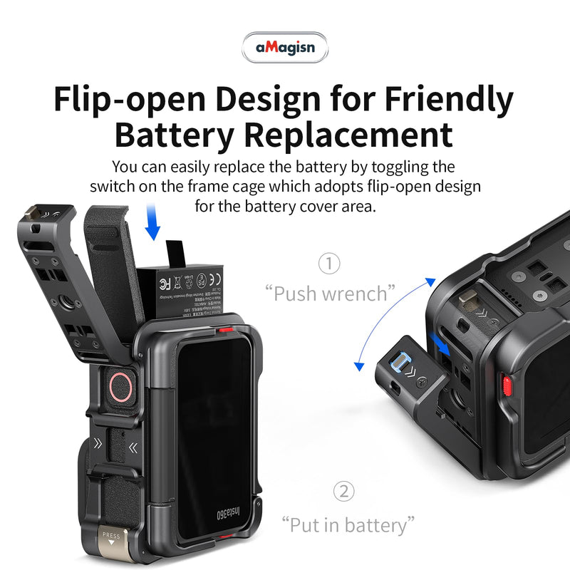 Ace Pro Aluminum Metal Frame Cage Case Bag with Silicone Lens Cap Screen Protector Compatible with Insta360 Ace Pro Camera Accessories Kit Model bundling 2
