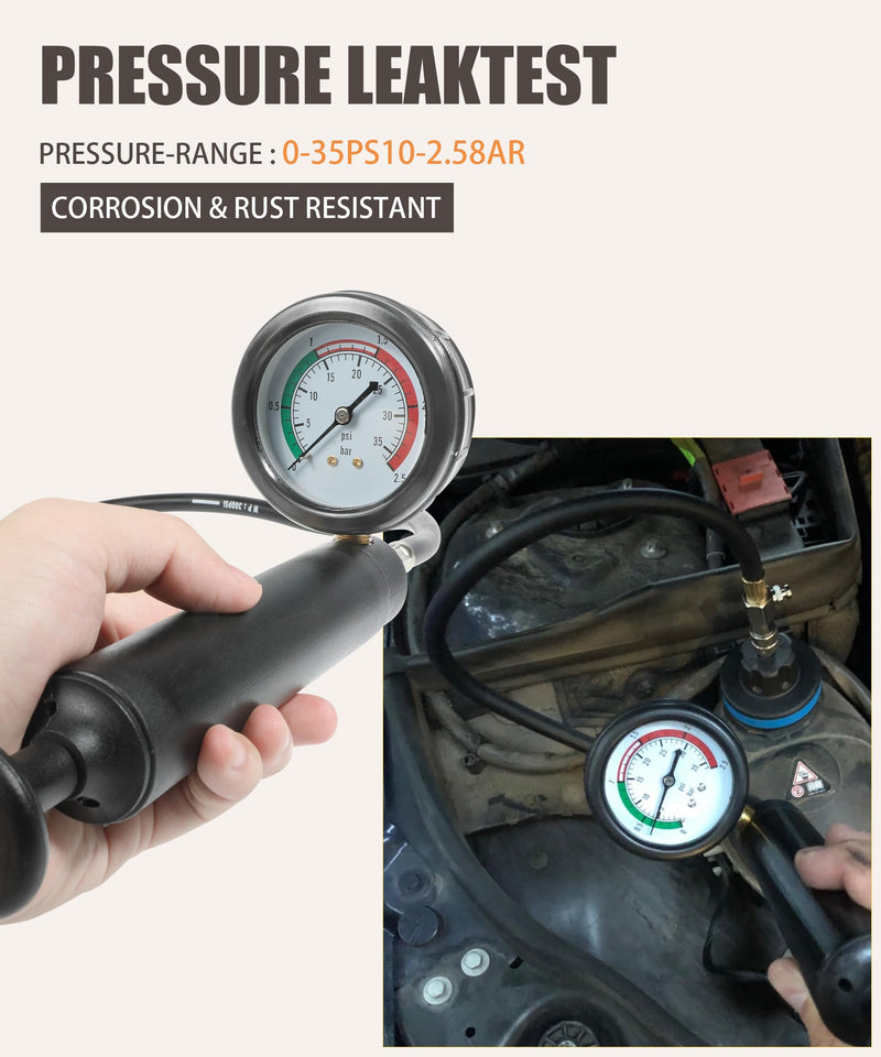 RACOONA Radiator Pressure Tester Kit,Coolant Pressure Tester Radiator Pressure Leakage Tester Tool,Car Accessories Automotive Cooling System Water Tank Leak Test Detector Set for Car Motorcycle Truck