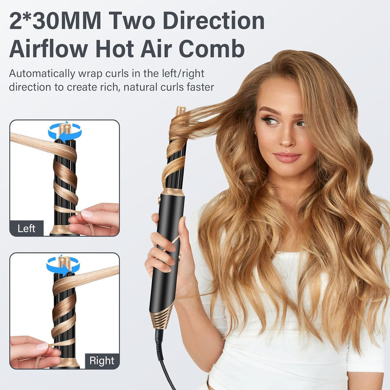 KYN Hair Styler 6-in-1, Air Auto-Wrap Curls, Cushioning Diffuser, Blow Dry Hot Brush, Paddle Smoother & Nozzle Ionic Hairdryer Ideal Gifts for Women Multi Styling Foldable