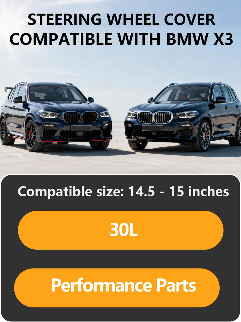 Steering Wheel Cover for BMW X3, Non-Slip D-Shaped Perforated Leather Steering Wheel Protector 14.5 Inch,Funda de Volante para BMW X3 (Beige, D Shape) Beige