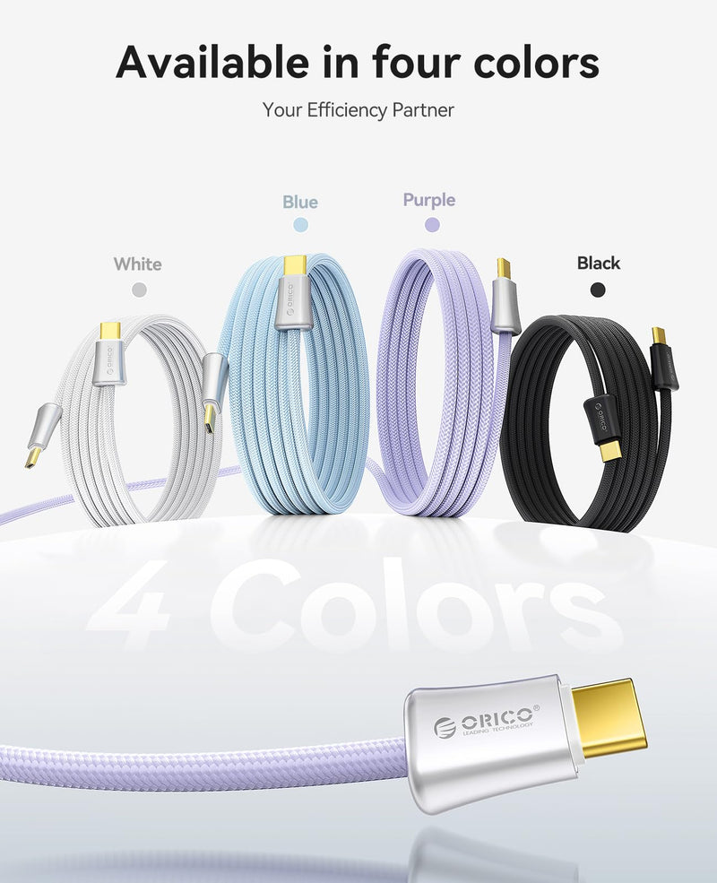 ORICO 240W USB C to USB C Cable 3.3ft Nylon Braided Fast Charging Cord | PD 3.1 / E-Marker Chip & Matching Cable Organizer, Compatible with MacBook Pro, iPhone 17, Samsung S24, iPad