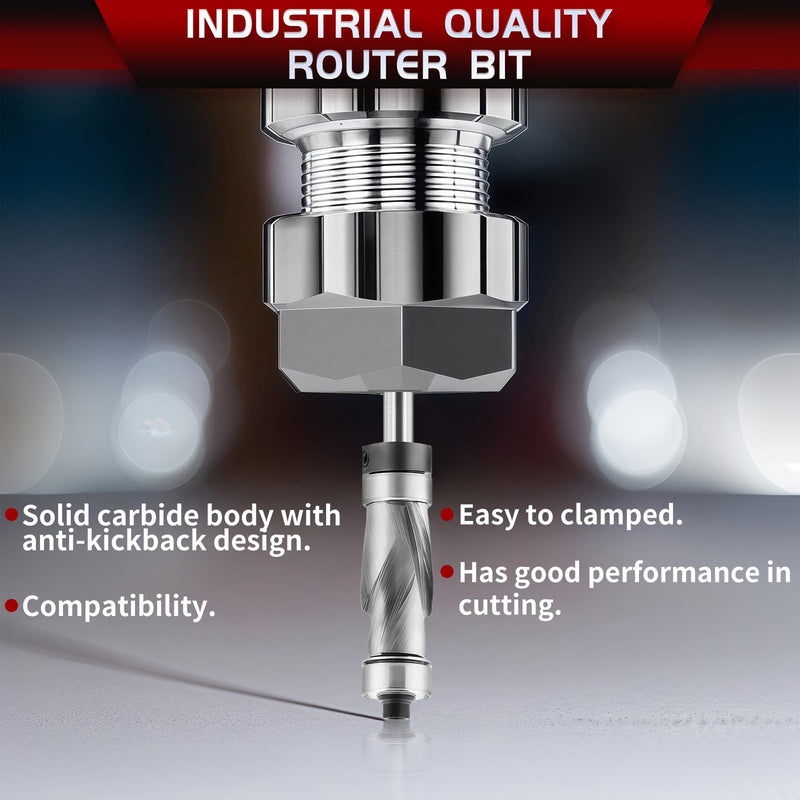 1/2 Inch Compression Flush Trim Router Bit, 1/4 Shank Top and Bottom Bearings Carbide Blade for Woodworking Trimming, Flush Cut Router Bit for Template and Pattern Work 1/2 inch router bit