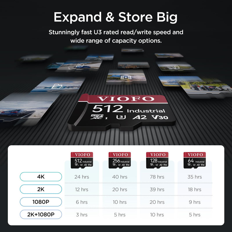  [AUSTRALIA] - VIOFO 256GB Industrial Grade microSD Card, U3 A2 V30 High Speed Memory Card with Adapter, Support Ultra HD 4K Video Recording VIOFO 256GB microSD Card