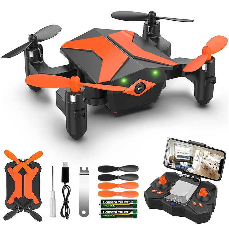 ATTOP Mini Drone with Camera - FPV Drones for Kids, RC Quadcopter Kids Drone with App FPV Video, Voice Control, Altitude Hold, Headless Mode, Trajectory Flight, Foldable Drone Girls Gifts Boy Toys Orange