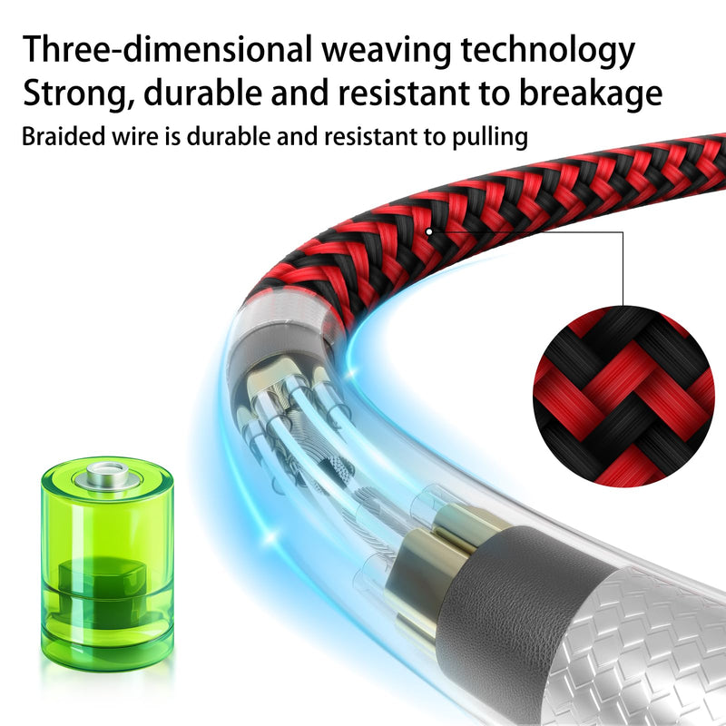 USB C to USB C Cable Nylon Braided 60W 3/3/6/6/10 FT USB Type C Fast Charging Cable for iPhone 15/15 Plus/15 Pro Max, MacBook Pro, iPad Pro Air, Samsung S24/S24 Ultra/S23