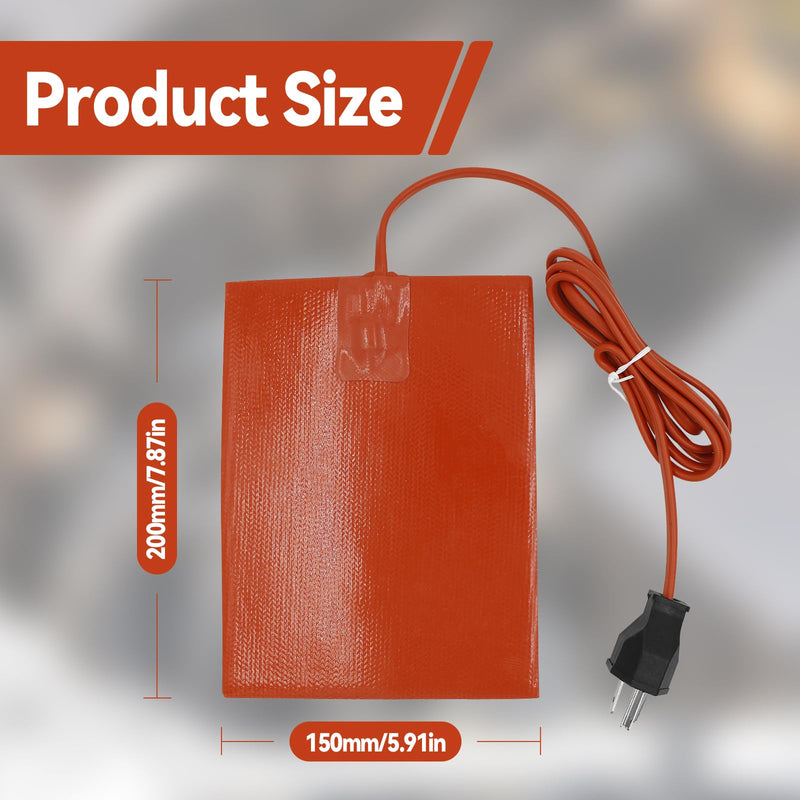 Car Engine Silicone Heating Pad 120v,300w 6x8 Inch Universal Engine Heater Car Oil Pan Heater Pad, Electric Heater Pad Engine Block Oil Pan Tank Reservoir Container, for Metal Surface (2 Pcs Orange) 2 Pcs Orange