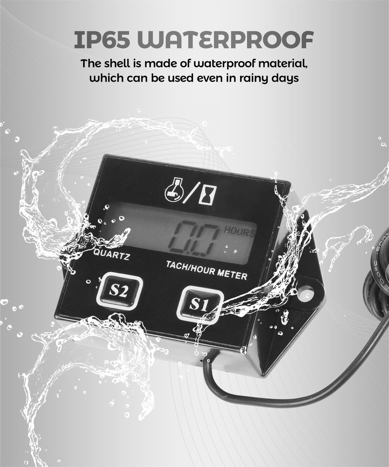 Small Engine Tachometer,Car Accessories Motorcycle Tachometer,Waterproof Tachometers Inductive Tacho Gauge,Used in Motorcycles,ATVs,Boats,Outboard Engines,Lawn Mowers,UTVs,Snowmobiles