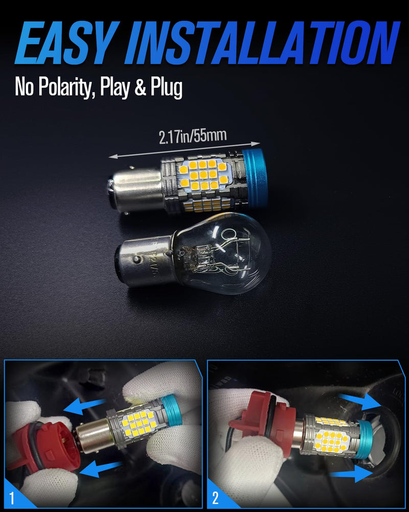 CANBUS 1157 LED Bulbs for Reverse Lights,6000K 4600LM Super Bright 2057 2357 LED Bulb Built-in Resistor Error Free,7528 Back Up Lights Parking Light DRL Bulb(2pcs) White
