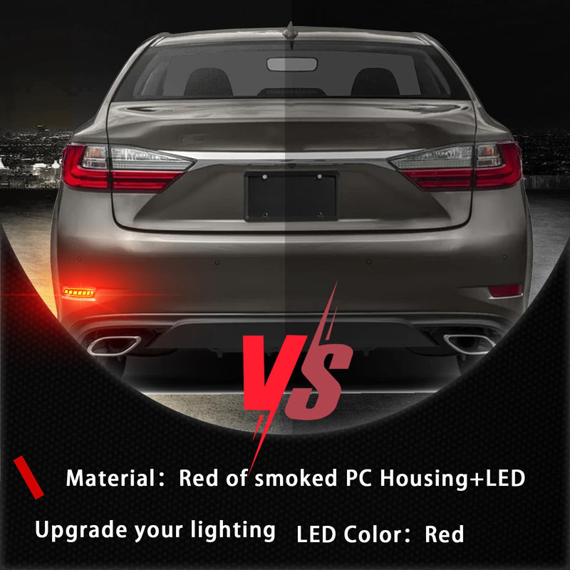 LED Rear Bumper Reflectors Light Fog Brake Tail Lamps Compatible with Lexus ES350 ES300h 2013-2018, 2013-2020 GS200t GS350 GS460 OEM Stock Reflector Turn Signal Side Marker Light (BLACK) BLACK