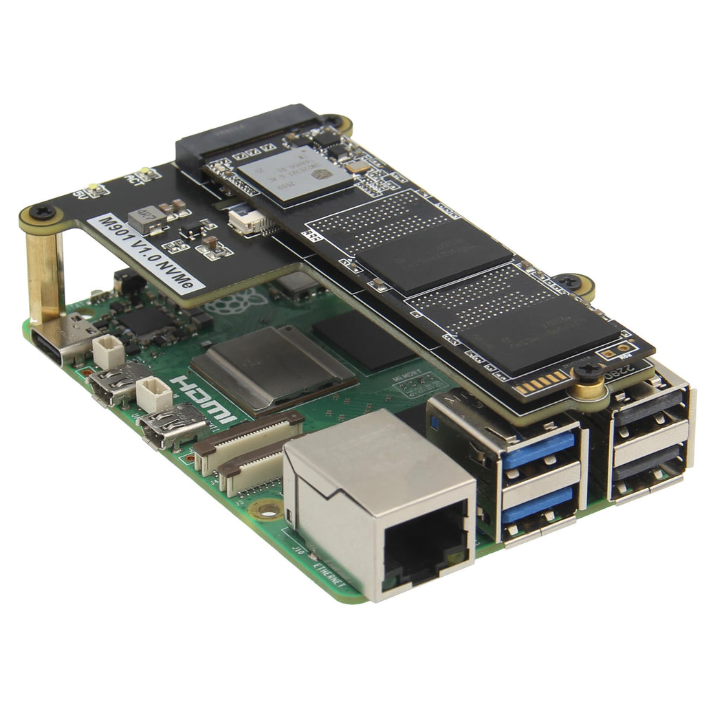 Geekworm M901 PCIe to M.2 HAT Key-M NVMe SSD PIP PCIe Peripheral Board for Raspberry Pi 5