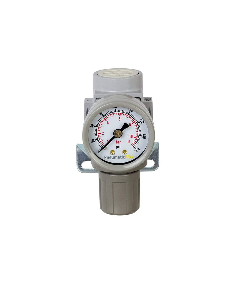 PneumaticPlus SAR200-N02BG Miniature Compressed Air Pressure Regulator 1/4" NPT - Bracket, Gauge