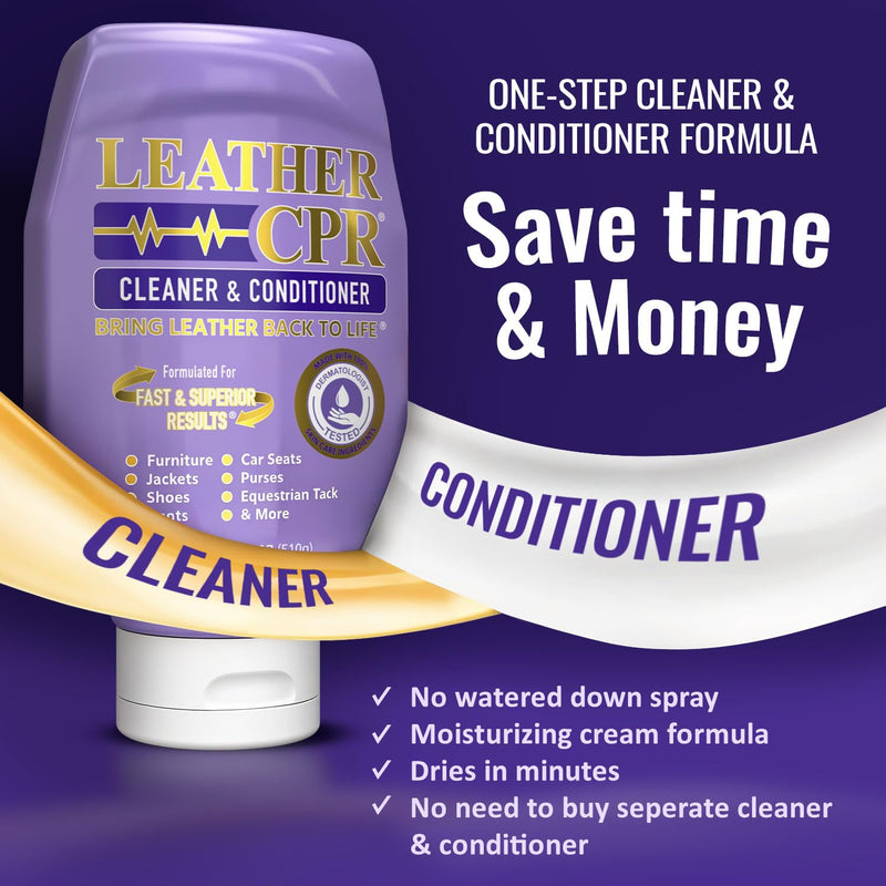 Leather CPR Cleaner & Conditioner 18oz - Cleans, Conditions, Restores & Protects Leather Furniture, Handbags, Car Seats, Interior, Jackets, Boots, Purses, Shoes, Couch, Saddles, Tack & More 18 Ounce (Pack of 1)