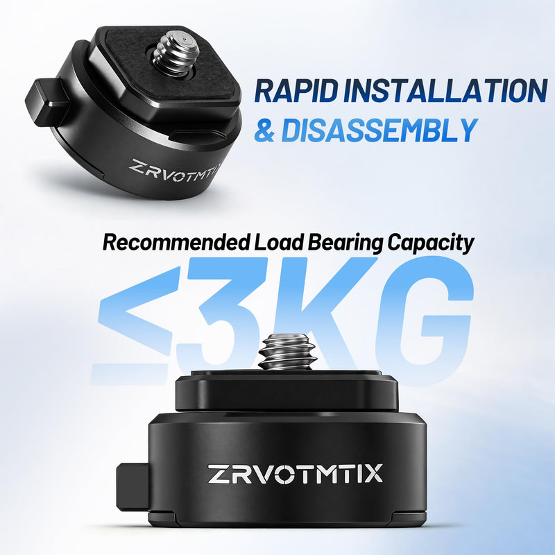 1/4" Screw Quick Release Mount Adapter, ZRVOTMTIX Quick Setup Kit | Compatible for DSLR Stabilizer Monopod, for DJI Insta360, for Tripod