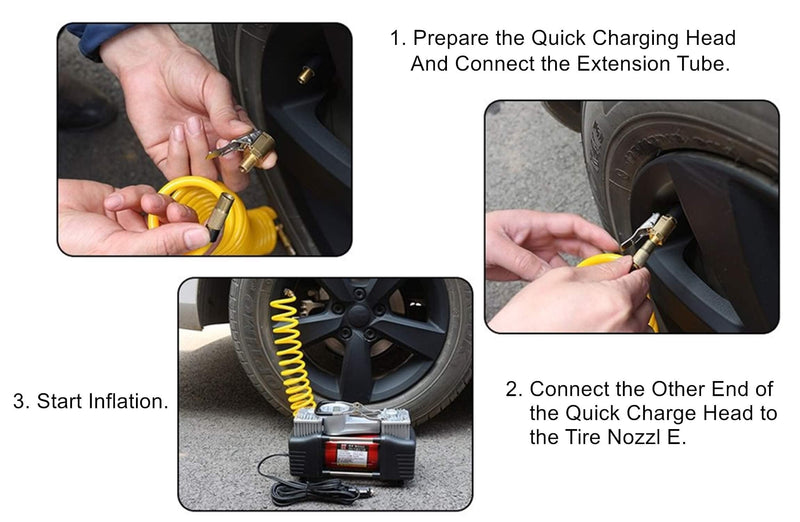 Tire Air Chuck with Clip Adapter, Brass Locking Tire Inflator Nozzle Adapter Connect, No Leakage Tire Chucks for Vehicle Inflator Compressor Pump Connect Accessories Tool 8mm 2Pack
