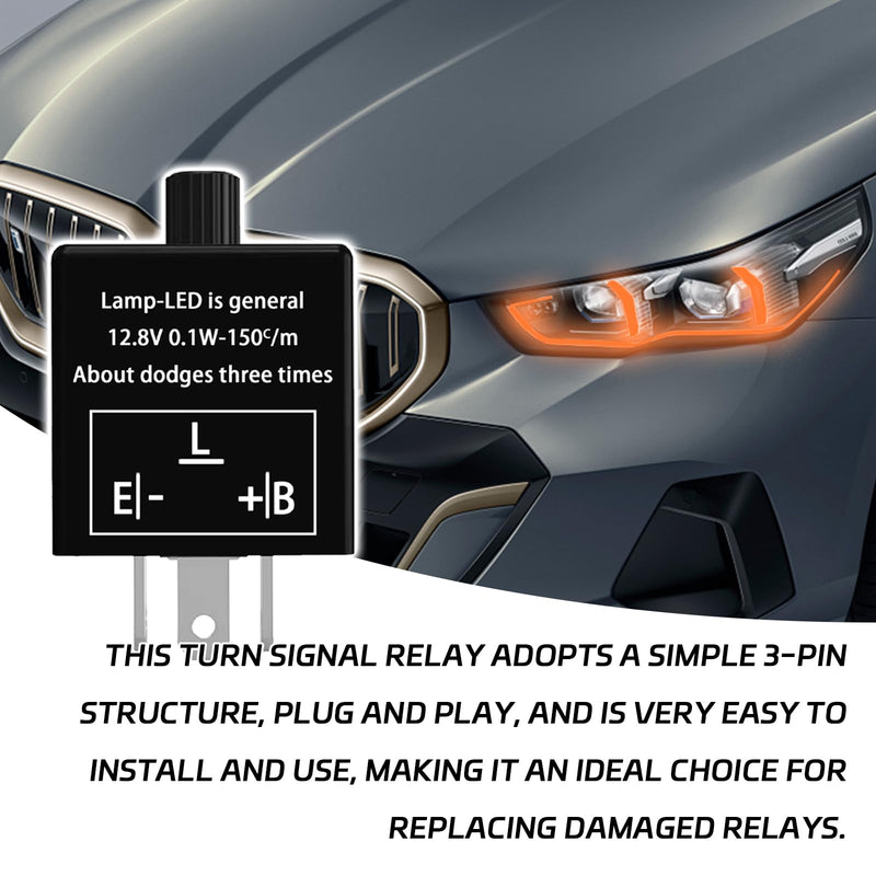 Flasher Relay for LED Turn Signal CF14 LED Flasher Relay 3-Pin 12V LED Electronic Turn Signal Flash Plugin Flasher for Lights Fix Hazard Warn Hyper Blink Flash CF-14 EP35(Adjustable) CF14 Adjustable