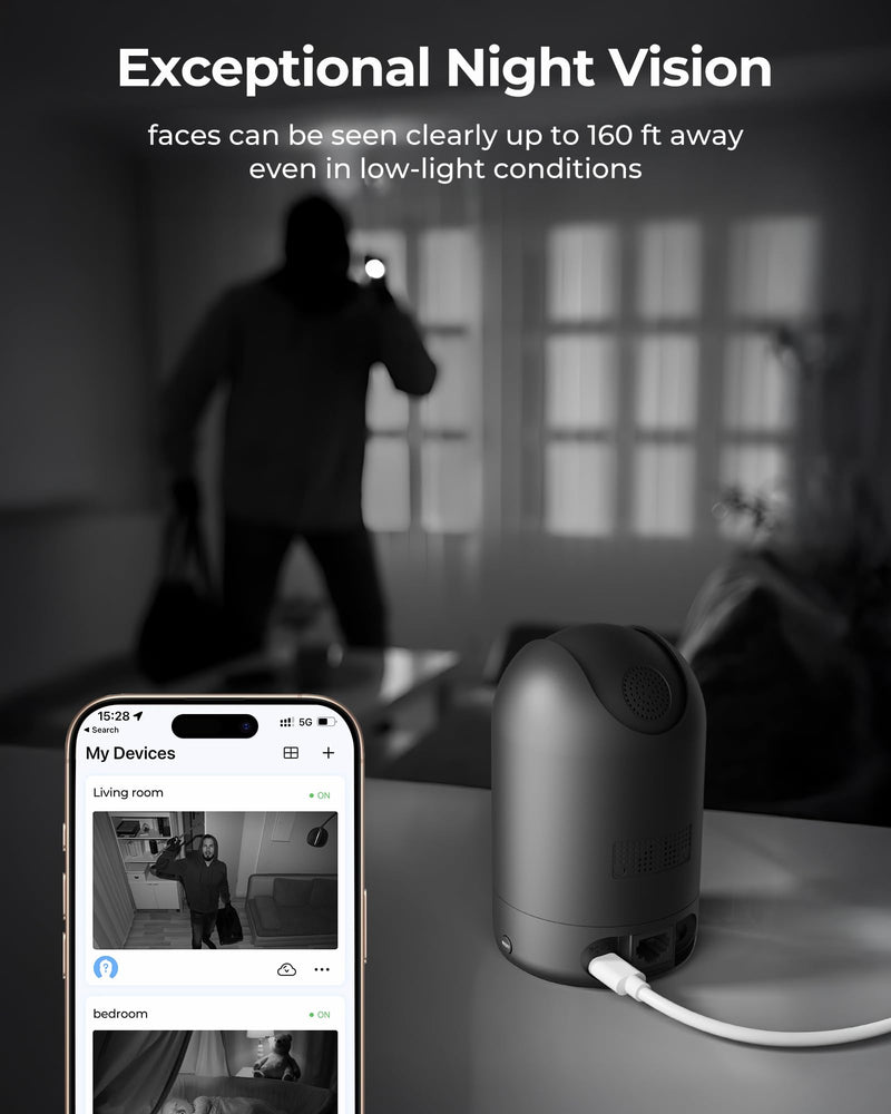 FOSCAM Home Security Camera R4S 4MP WiFi IP Camera,Wireless Baby Monitor with AI Human Detection Sound Detection 33ft Night Vision 2 Way Audio Camera Compatible with Alexa Black R4S-Black