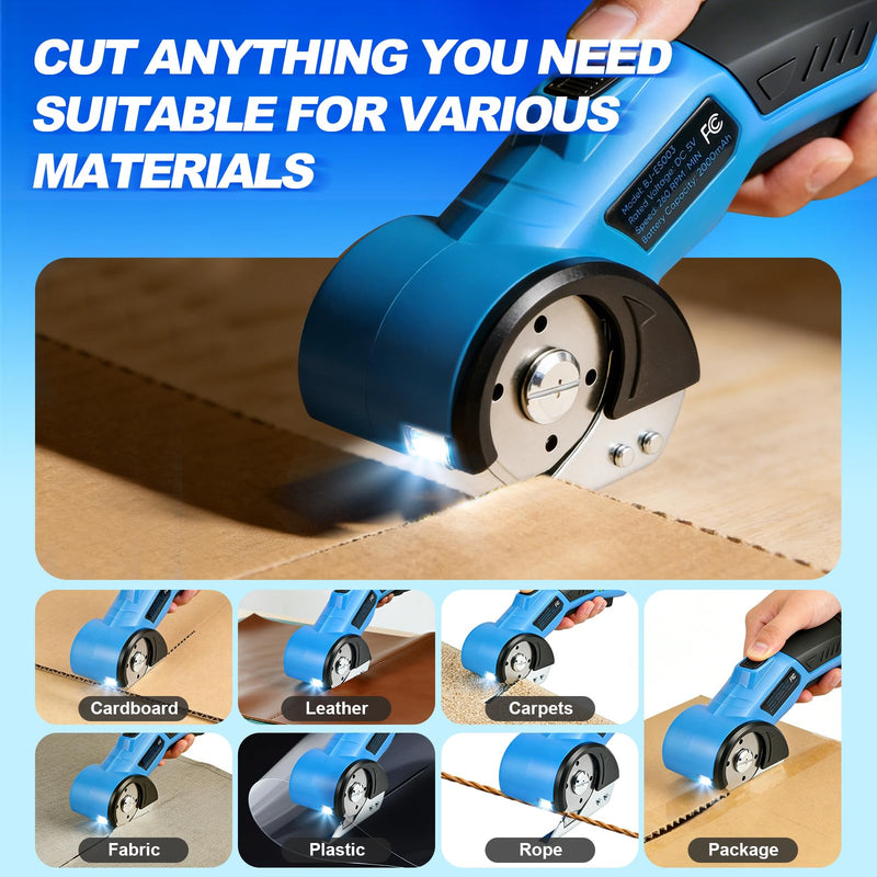 Cordless Electric Scissors, Cardboard Cutter 5V 2000mAh Rechargeable Electric Box Cutter, Cardboard Cutter Electric for Paper, Fabric, Carpet Wait