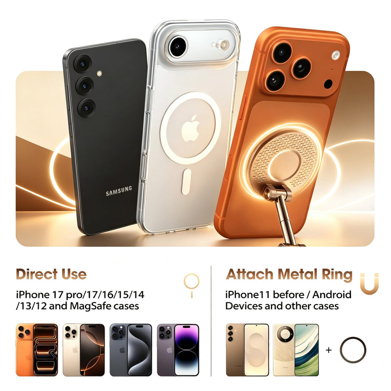 Magnetic Wall Phone Holder for Shower Mirror Glass Tile & Kitchen | 2026 Modern Home Decor & RV Accessories; 360° Adjustable; Nano Gel Suction Cup; Strong Magnet; Fits iPhone 12-17 & All Phones