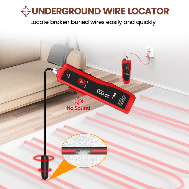 Underground Wire Locator, Cable Tester F02 Pro with 1100mAh Rechargeable Battery, Up to 4 Feet Deep and 2000 Feet Length, Wire Tracer for Locating Dog Fence Irrigation Cable Wire Control TL25 B2