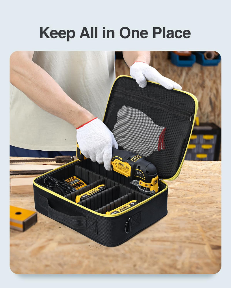 Luxtude Hard Tool Case for DEWALT 20V MAX XR Oscillating Multi-Tool DCS354B/ DCS356B, Portable Storage Cases Carrying Holder Organizer for DEWALT 20V MAX XR Battery & Charger (Case Only)