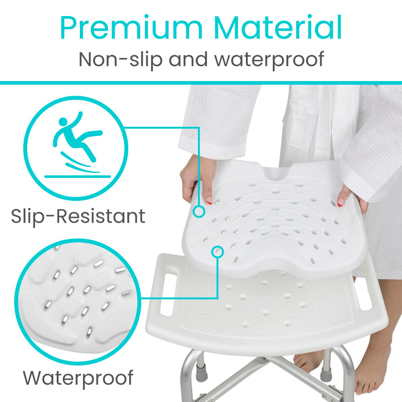 Vive Shower Seat Cushion - Comfortable Support for Pain Relief - Waterproof, Soft Padded & Non Slip for Tub Chairs, Transfer Benches, Bath Stool, Bathtubs - for Seniors, Elderly, Handicap & Disabled