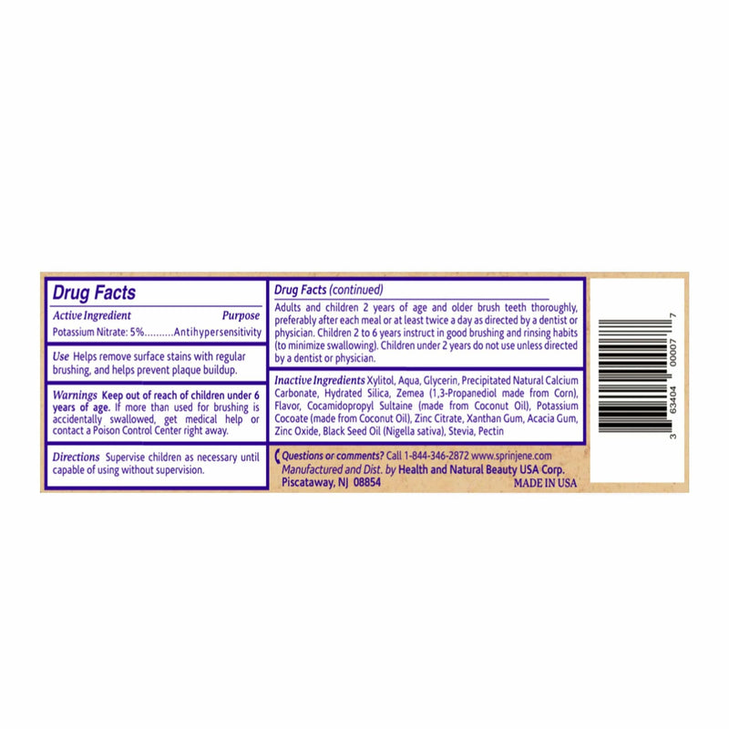 SprinJene Fluoride Free Toothpaste - Patented Natural Toothpaste with Black Seed Oil & Zinc - Made in the USA - Vegan Non Fluoride for Fresh Breath Preservative Free (4 Pack) Pack of 4 Sensitivity - Fluoride Free