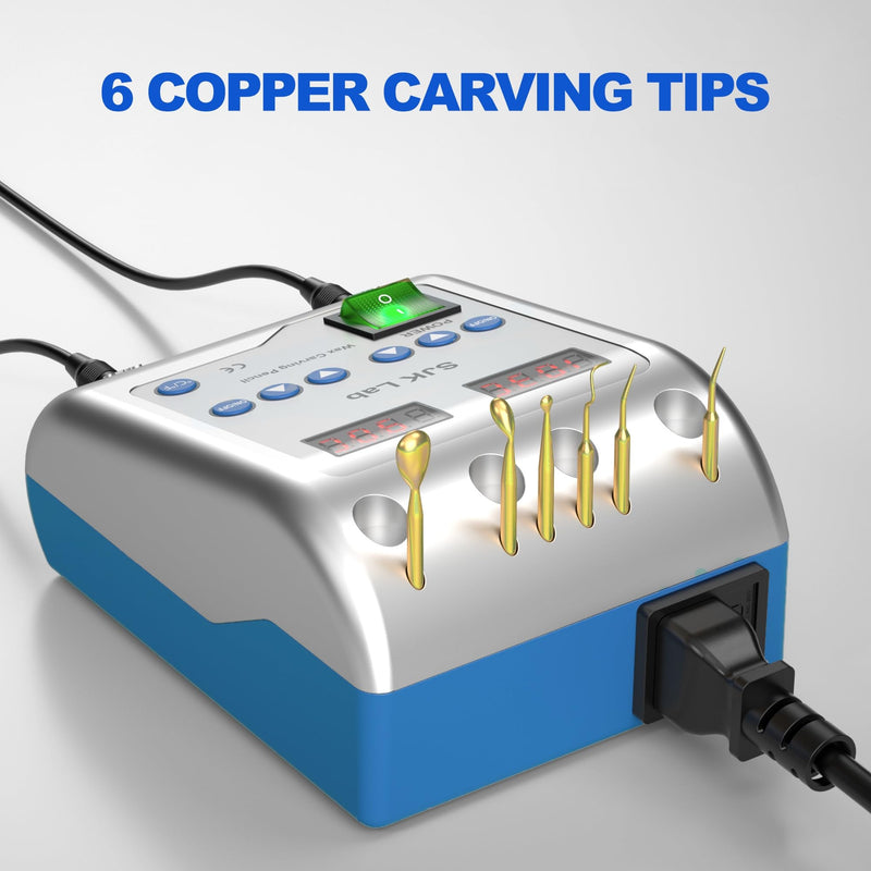 Dental Wax Pen Knife, Electric Wax Carving Pen Tool, Hand Wax Engraving Machine, 6X Copper Tips, 2X Pen, LED Display for Dental Lab Hobbyists Jewelry Wax Carver, 122F-392F