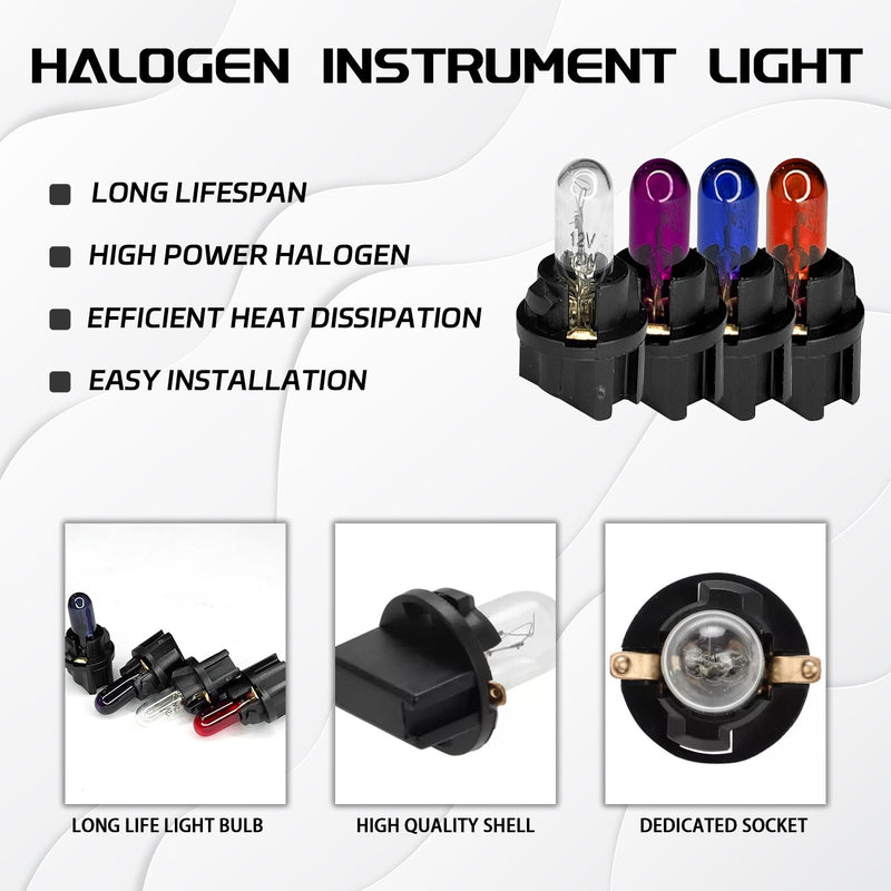 20PCS T5 17 57 86 Halogen Instrument Cluster Bulbs Kits, 12V Dash Light for Car Interior, Automotive Replacement Gauge Cluster Panel Bulb with T5 Sockets, Universal Lighting Accessories（White White