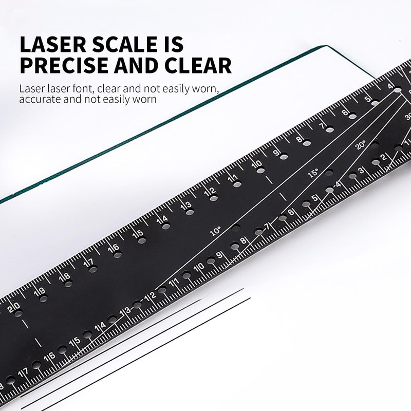 12" Woodworking Square Ruler, 2025 Newest Carpenter Square, Combination Framing Square, Adjustable Square 10-90 Degrees, L Square for Precise Measuring, Drawing, Woodworking, L Shape Ruler (Black) Black