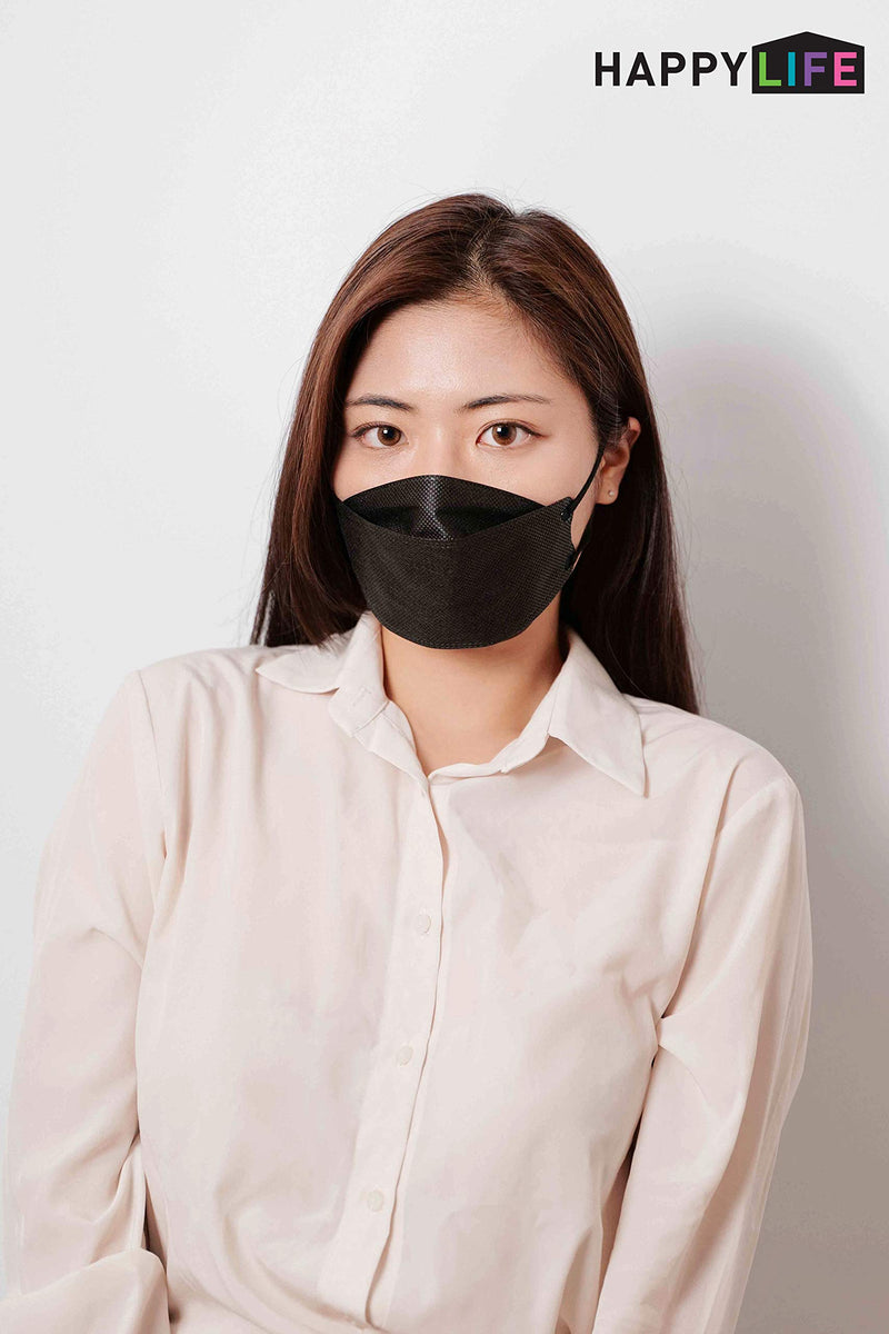 (30PCS) Good Day KF94 Black Face Masks, 4-Layer Filters Breathable Comfortable Nose, Made in Korea.