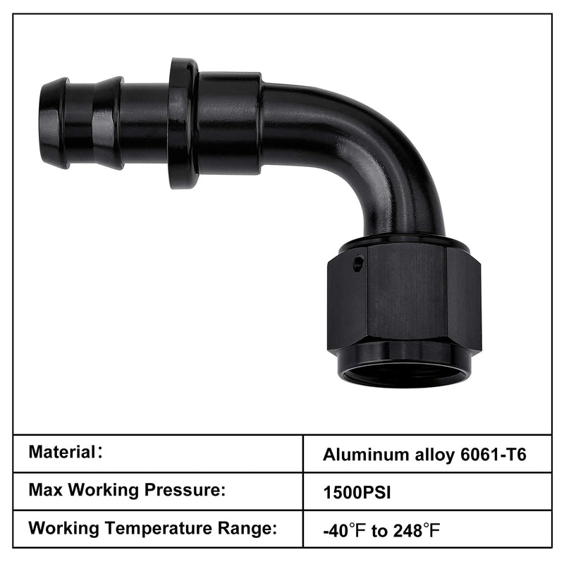 EVIL ENERGY 6AN 90 Degree Push Lock Hose Fitting End Black