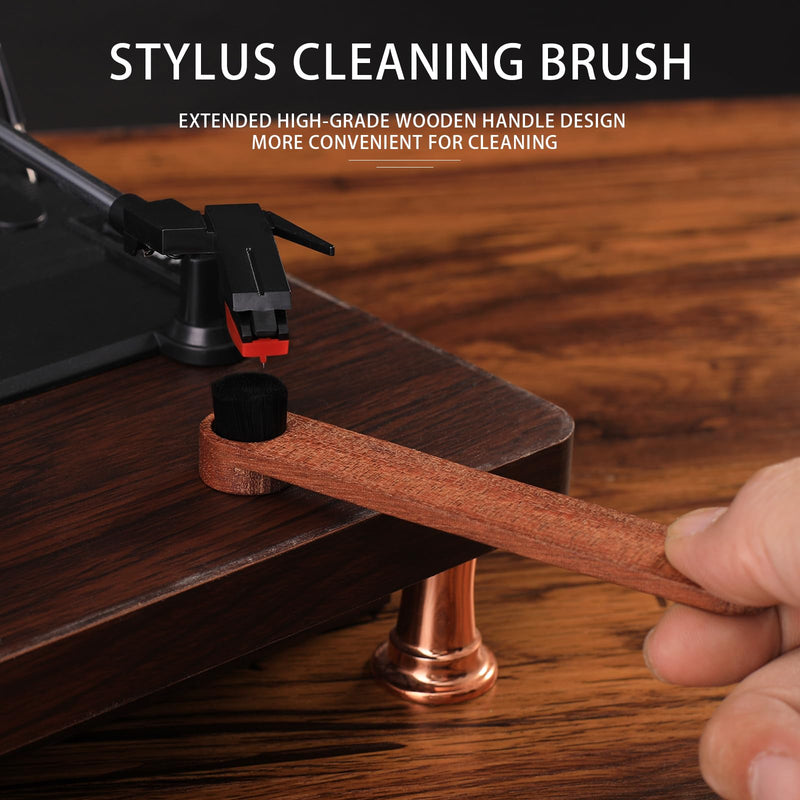 Vinyl Record Cleaning Kit|Complete 6-in-1 Vinyl Record Cleaner Kit for Albums|Includes Soft Velvet Vinyl Record Brush,LP Cleaning Liquid,Stylus Brush,Nylon Brush,Microfiber Cloth & Storage Box