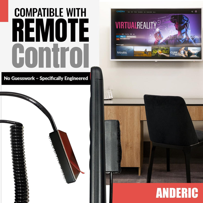  [AUSTRALIA] - Universal Coiled Security Cable Bulk Pricing Available - Remote Control Tether Security Cable Leash with Hook and Loop Fastener Tape and Double-Sided Tape - Anderic - CBL02