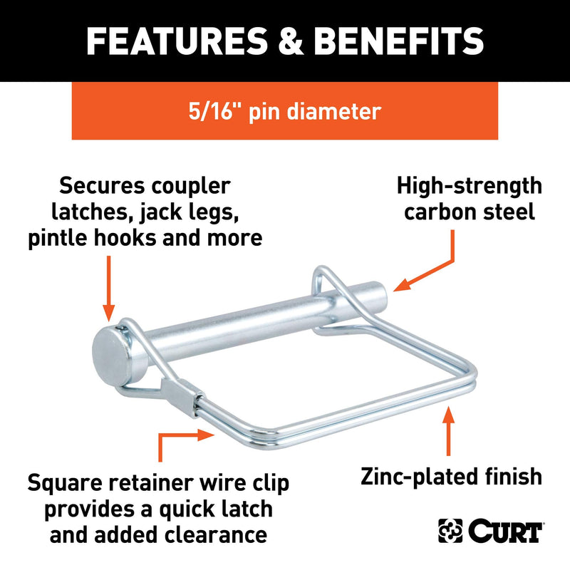 CURT 25011 Trailer Coupler Pin, 5/16-Inch Diameter x 3-Inch Long