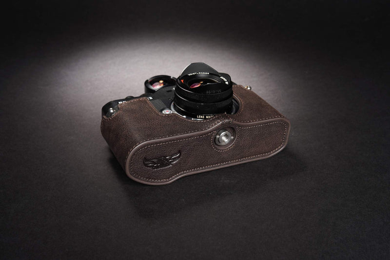 Voigtlander Bessa R2 Case, BolinUS Handmade Genuine Real Leather Half Camera Case Bag Cover for Voigtlander BESSA R4M R4A R3M R3A R2S R2C R2A R2M R2 T Camera with Hand Strap (Coffee) Coffee