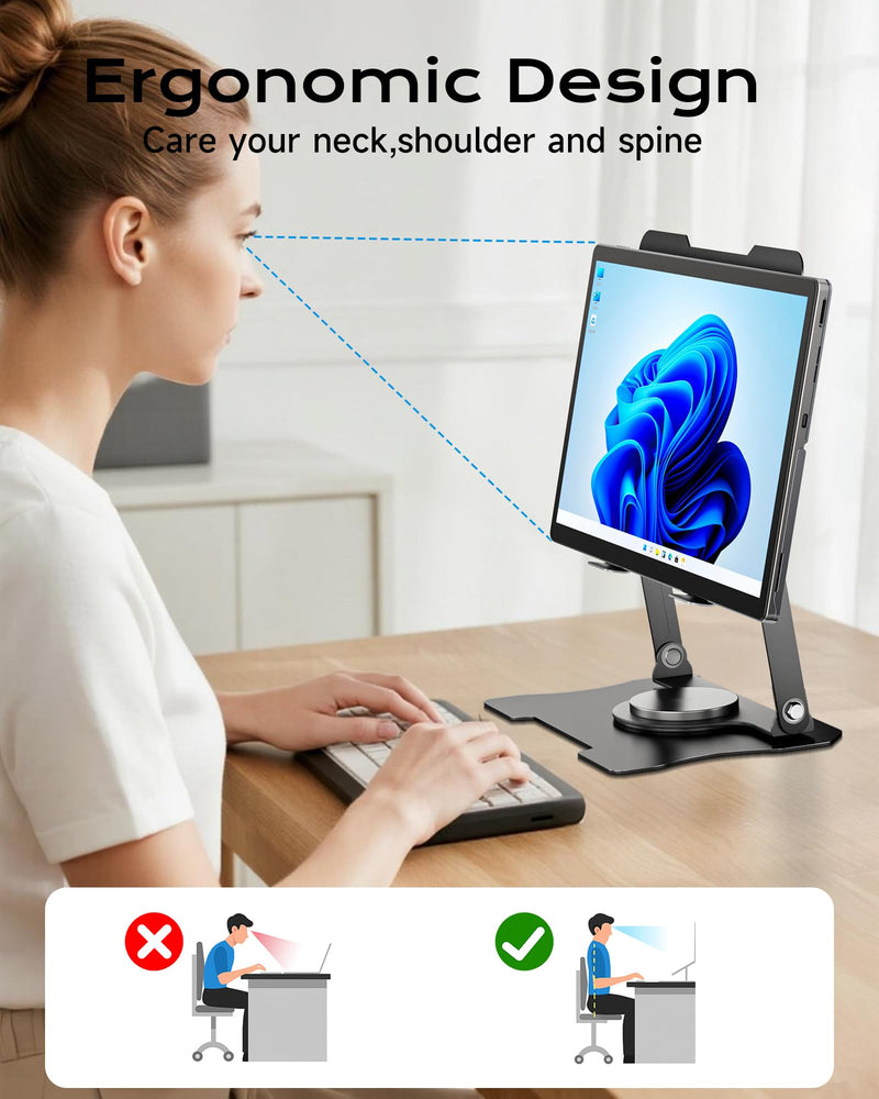 Foldable Cooling Laptop Stand, 360° Rotatable Monitor Riser, Installation-Free Desk Holder for Tablet