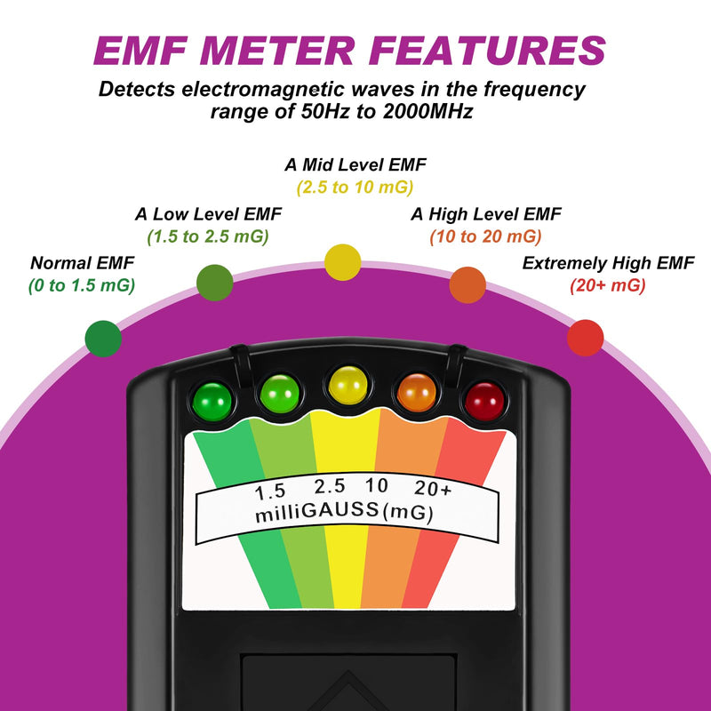 Relaxweex 3 Pcs Ghost Hunting Equipment Kit Includes 1 Pcs 8GB Audio Recorder 1 Pcs Emf Detector Emf Meter Magnetic Field Detector 1 Pcs Fm Radio EVP Recorder for Paranormal Research(Emf Meter2) Emf Meter2